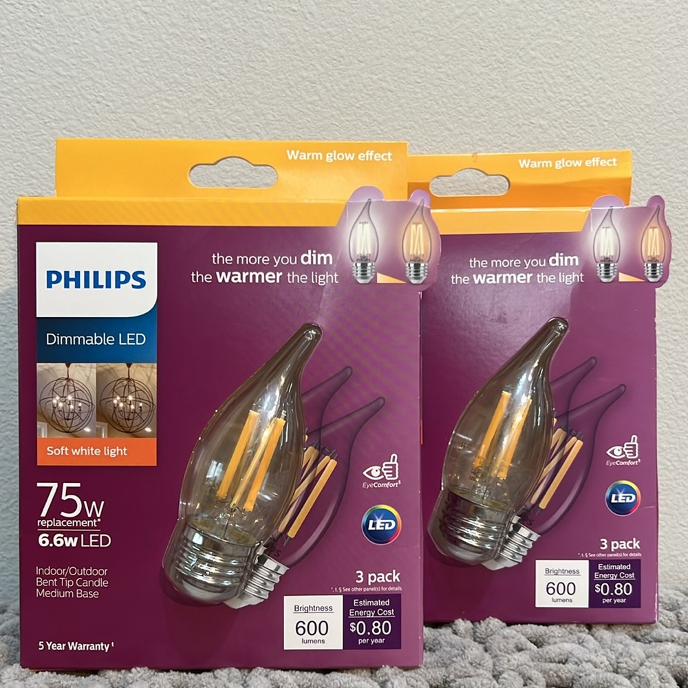 Philips 75w dimmable LED light bulbs (2 packs)
